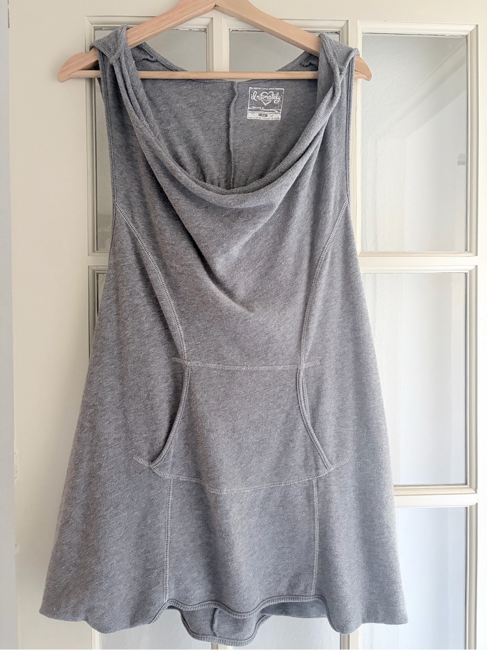 Free People Gray Hooded Sleeveless Tank Tunic